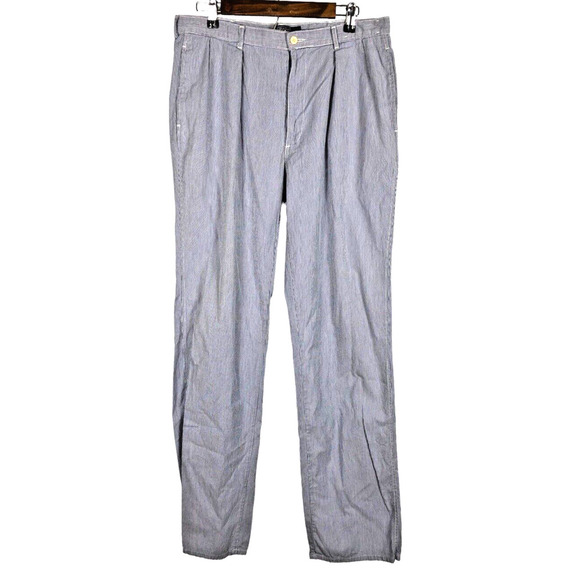 Ralph Lauren Pants 34 x 34 Mens Pinstripe Cotton Blue White Stripe Cotton Light - Picture 1 of 6